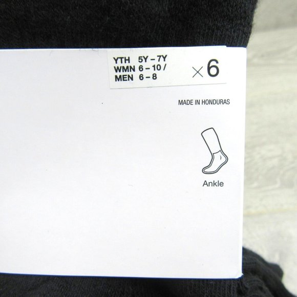 Nike Everyday Plus Ankle Socks Black 6 Pack Womens 6-10 / Youth 5Y-7Y NEW - Picture 4 of 9